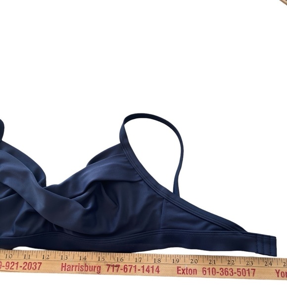 Athlete High Waisted Bikini Knot Scoop Neck Swimsuit Two Pieces Small Navy Blue - Picture 8 of 13